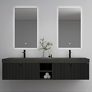 Тумба с раковиной Black & White Gravity AV706.1800 черный матовый для ванной в интернет-магазине Sanbest