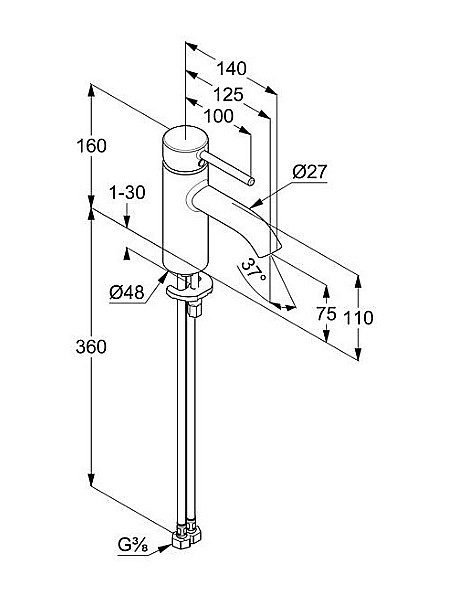 Смеситель для раковины Kludi Bozz 383893976 черный матовый купить в интернет-магазине сантехники Sanbest