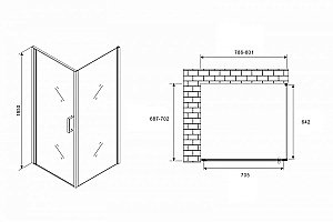 Душевой уголок ABBER Sonnenstrand AG04080M-S70M 80x70 стекло матовое/профиль хром купить в интернет-магазине Sanbest