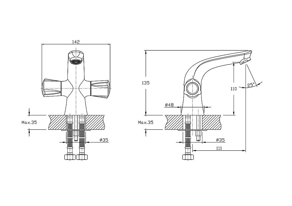 Смеситель для раковины Rush Pioneer PI7950-11 купить в интернет-магазине сантехники Sanbest