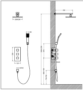 Душевая система Timo Tetra-thermo SX-0199/03SM Черный,Матовый купить в интернет-магазине сантехники Sanbest