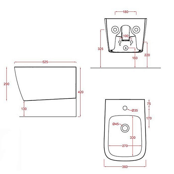 Биде подвесное Artceram A16 Matera купить в интернет-магазине Sanbest