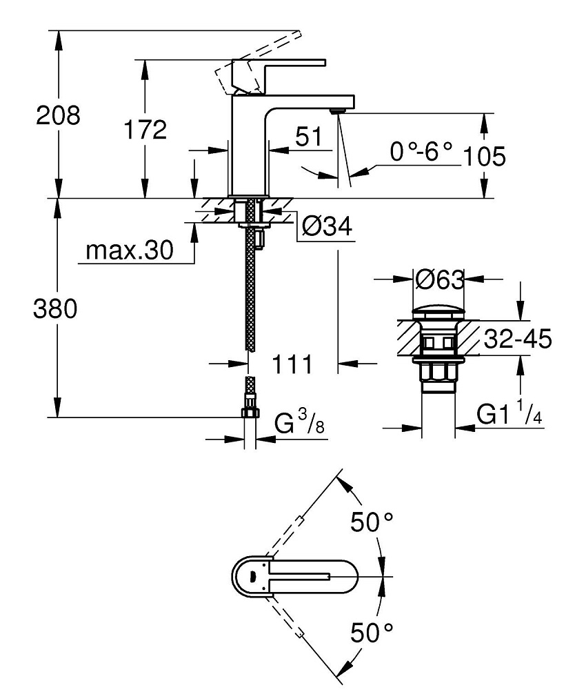 Смеситель для раковины Grohe Plus 33163003 купить в интернет-магазине сантехники Sanbest