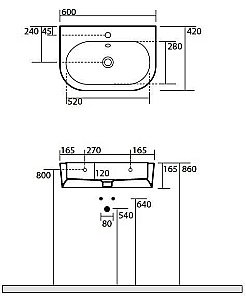 Раковина Kerasan Flo 60 3142bi*1 белая купить в интернет-магазине Sanbest