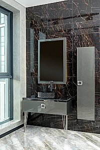 Консоль с раковиной и столешницей Armadi Art LUCIDO 770-100-GR 100 глянцевый графит для ванной в интернет-магазине сантехники Sanbest