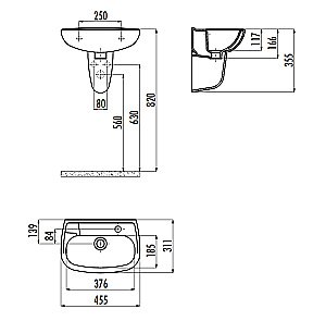 Раковина с полупьедесталом Creavit Trend 45,5 TP030-00/SD270-00 белая купить в интернет-магазине Sanbest