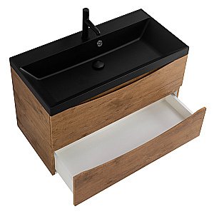 Тумба с раковиной Belbagno MARINO 90 дуб натуральный/черная раковина для ванной в интернет-магазине Sanbest