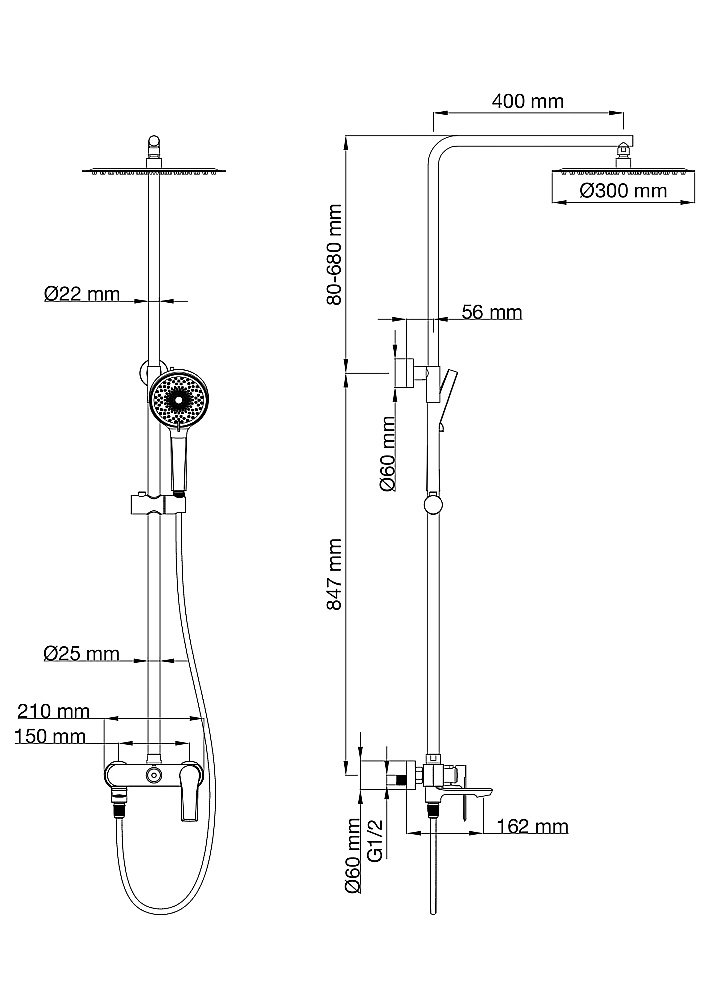 Душевая система WONZON & WOGHAND BRILLIANT WW-88047079-CR хром купить в интернет-магазине сантехники Sanbest
