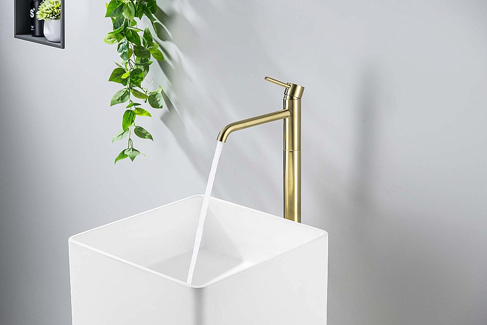 Смеситель для раковины Европа AQ1309BG золото шлифованное купить в интернет-магазине сантехники Sanbest