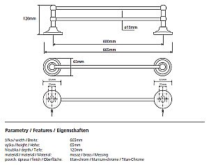 Полотенцедержатель двойной Bemeta Retro 144204058 купить в интернет-магазине сантехники Sanbest