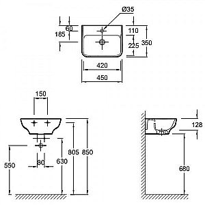 Раковина Jacob Delafon STRUKTURA 45 EGH112-00 белая купить в интернет-магазине Sanbest