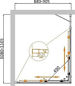Душевой уголок Cezares Molveno 110x90 MOLVENO-AH-21-90+20-C-Cr-IV стекло прозрачное/профиль хром купить в интернет-магазине Sanbest