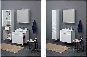 Шкаф-пенал Aquanet Палермо 237410 35 белый глянец для ванной в интернет-магазине сантехники Sanbest