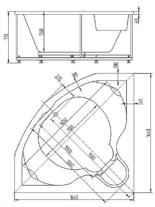 Ванна Aquatek Сириус 164х164 SIR164-0000002 белая купить в интернет-магазине Sanbest