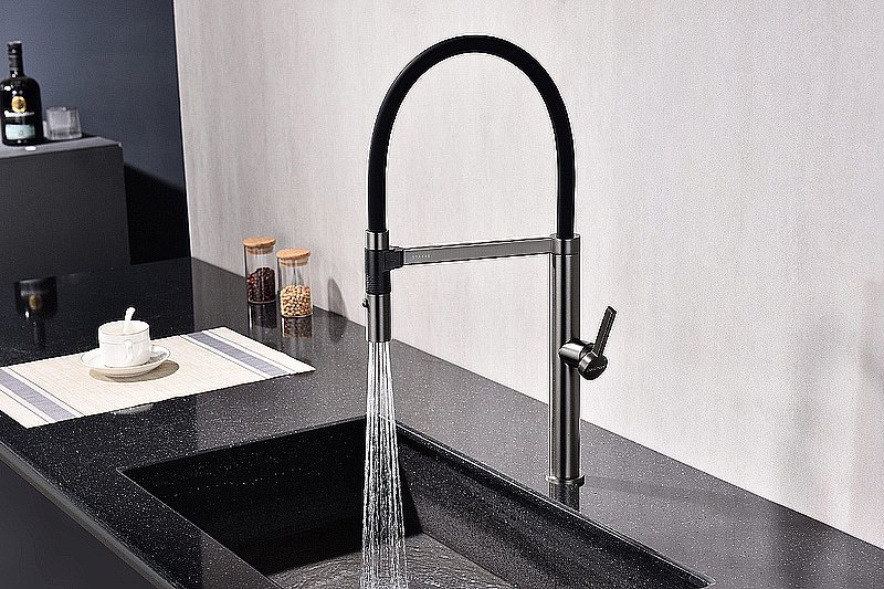 Смеситель для кухни Paulmark Leader Le214101-GM вороненая сталь купить в интернет-магазине сантехники Sanbest