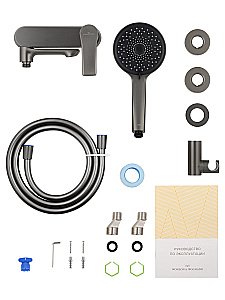 Смеситель для ванны с душем WONZON & WOGHAND BRILLIANT, Темный графит (WW-88037079-BGM) купить в интернет-магазине сантехники Sanbest