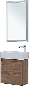 Тумба с раковиной Aquanet Nova Lite 50 с зеркалом, дуб рустикальный для ванной в интернет-магазине Sanbest