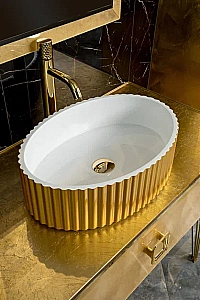 Консоль с раковиной и столешницей Armadi Art LUCIDO 100 поталь для ванной в интернет-магазине сантехники Sanbest