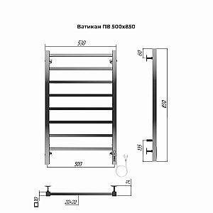 Полотенцесушитель электрический Terminus Ватикан П8 500х850 купить в интернет-магазине сантехники Sanbest