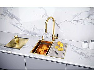 Кухонная мойка Paulmark NEXT-PRO 58 PM705845-BG брашированное золото купить в интернет-магазине сантехники Sanbest