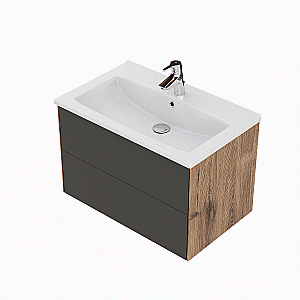 Тумба с раковиной Акватон Сохо 75 дуб веллингтон/графит для ванной в интернет-магазине Sanbest