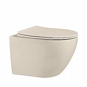 Унитаз подвесной ABBER Bequem AC1101MBE с крышкой микролифт, безободковый, бежевый матовый купить в интернет-магазине Sanbest