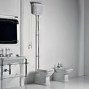 Унитаз напольный Kerasan Waldorf 4116 с высоким бачком 4180 Белый/хром купить в интернет-магазине Sanbest