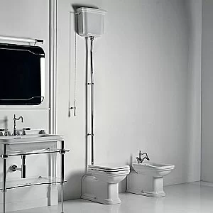 Унитаз напольный Kerasan Waldorf 4116 с высоким бачком 4180 Белый/хром купить в интернет-магазине Sanbest