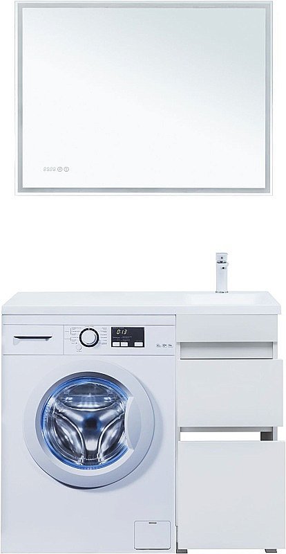 Тумба с раковиной Aquanet Вега 100 329122 белая для ванной в интернет-магазине Sanbest