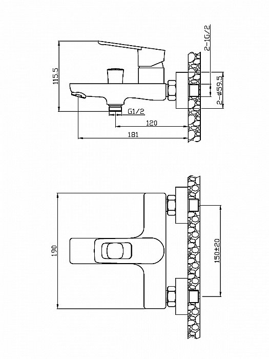Смеситель для ванны Agger Brave A2310000 купить в интернет-магазине сантехники Sanbest