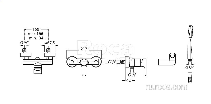 Смеситель для душа Roca L20 5A2009C0M купить в интернет-магазине сантехники Sanbest