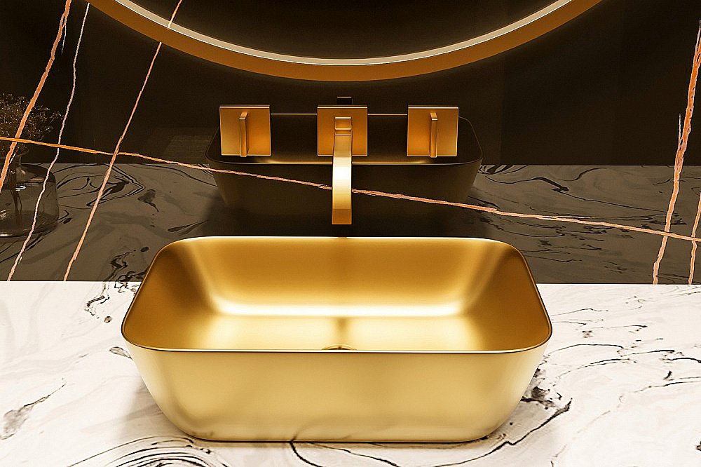 Раковина накладная ABBER Rechteck AC2200MMG золото матовое купить в интернет-магазине Sanbest