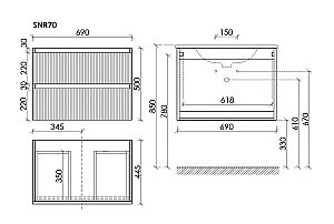 Тумба с раковиной Sancos Snob R 70 SNR70W белая матовая для ванной в интернет-магазине Sanbest