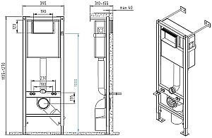 Инсталляция для унитаза Cersanit VECTOR 40 с кнопкой BLICK хром матовый купить в интернет-магазине сантехники Sanbest