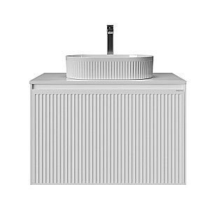 Тумба с раковиной подвесная Grossman КРИСТАЛЛ 80 с 1 ящ, белая глянец/столешница белая глянец для ванной в интернет-магазине Sanbest