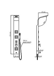 Душевая панель GPD DSP09 черная матовая купить в интернет-магазине сантехники Sanbest