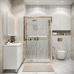 Душевой уголок Grossman Cosmo 120.K33.02.1270.32.00 120x70 стекло прозрачное/профиль золото сатин купить в интернет-магазине Sanbest