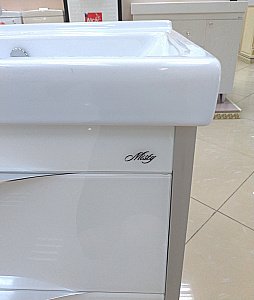 Тумба с раковиной напольная Misty Фест 60 Белый эмаль Стекло для ванной в интернет-магазине Sanbest