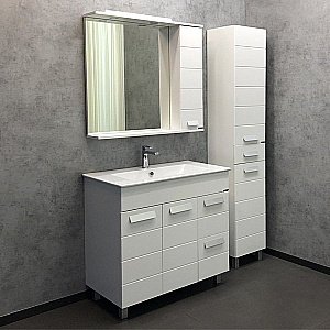 Зеркало со шкафом Comforty Модена М 00-00001641 90 белый матовый в ванную от интернет-магазине сантехники Sanbest