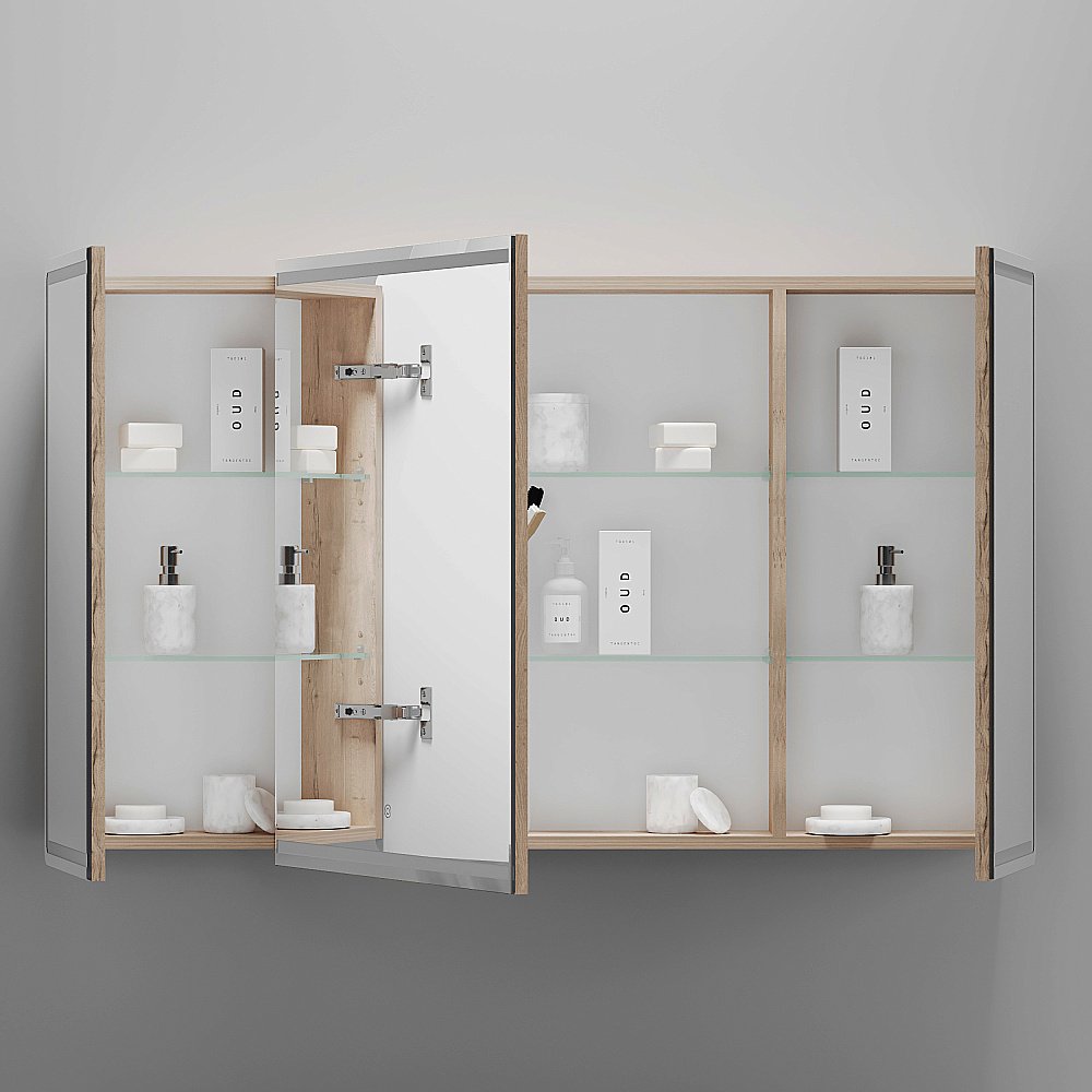 Зеркальный шкаф Sancos Mirror MI120EG дуб галифакс натуральный купить в интернет-магазине сантехники Sanbest