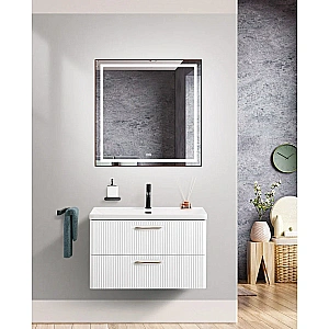 Тумба с раковиной Belbagno DUE 80 Bianco Lucido ручки в комплекте, белая глянцевая для ванной в интернет-магазине Sanbest