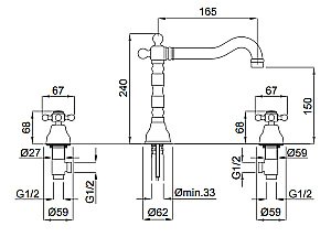 Смеситель для раковины Migliore Revival ML.REV-412 золото купить в интернет-магазине сантехники Sanbest