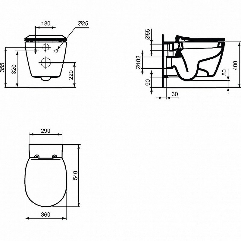Унитаз подвесной Ideal Standard Connect E771801 белый купить в интернет-магазине Sanbest