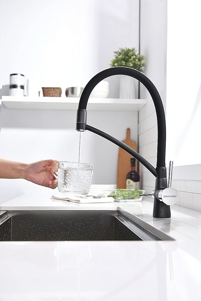 Смеситель для кухни Paulmark Sigen Si213111-BLM Черный купить в интернет-магазине сантехники Sanbest