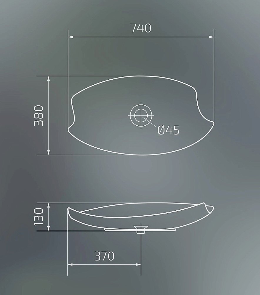Раковина накладная Gid Creativo 74 N9178 51171 белая купить в интернет-магазине Sanbest