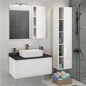 Тумба с раковиной Comforty Милан 90 (T-Y9378) белый глянец для ванной в интернет-магазине Sanbest