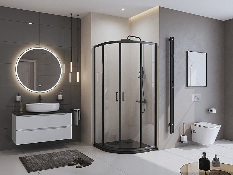 Душевой поддон Belbagno TRAY-MR-UNO-R-90-550-35-NERO-NO черный/решетка черная матовая купить в интернет-магазине Sanbest