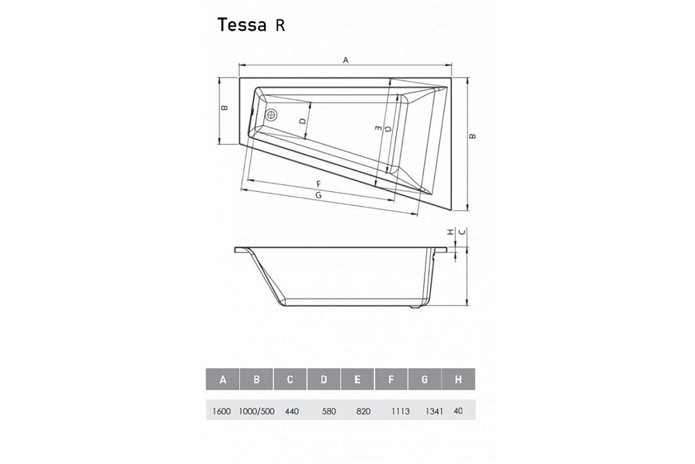 Ванна акриловая Vayer Tessa Гл0000268 160х100 белая купить в интернет-магазине Sanbest