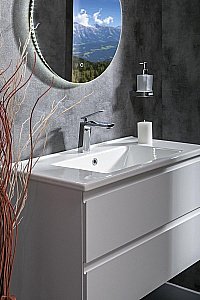 Тумба с раковиной Armadi Art Capolda 85 белая с белой ручкой для ванной в интернет-магазине Sanbest