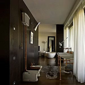 Унитаз напольный Kerasan Waldorf 4116 с высоким бачком 4180 Белый/бронза купить в интернет-магазине Sanbest